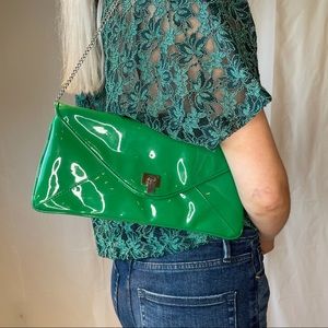 GREEN FAUX PATENT LEATHER PURSE